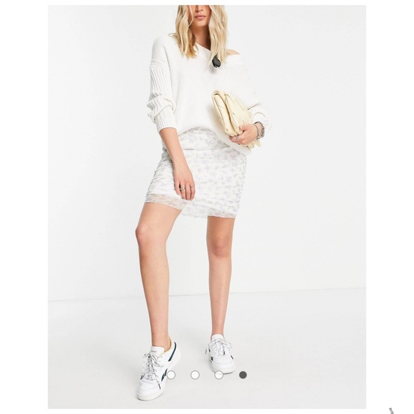 ASOS DESIGN Tall mesh mini skirt in light ditsy floral print size 12 - Picture 16 of 16